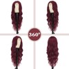 NAYOO Long Wine Red Wavy Wig for Women 26 Inch