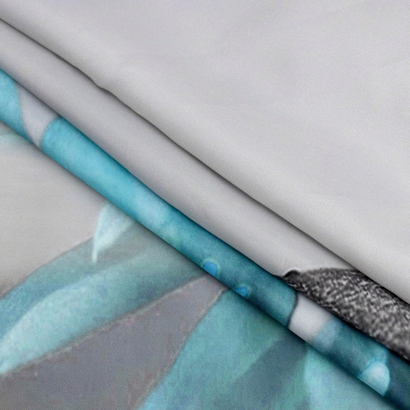 LB Zen Spa Shower Curtain Grey Bamboo Stone with Teal