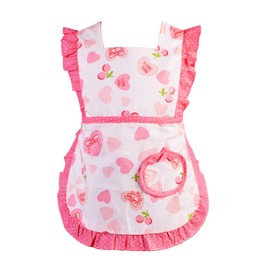 Love Potato Cute Heart Pattern Ruffles Cotton Children Apron Great Gift for Kids Toddler Little Girls (1 to 2 Years Old, Red)