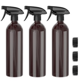 GUEEYUAW 3 Pack 16.9oz/500ml Plastic Spray Bottles, Water Spray Bottle, for Cleaning Solutions, Plants, Pet, Essential Oils (Brown)