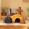 Easter Empty Tomb Scene with Cross Decor Statue Wooden Nativity