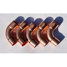 Copper Line Set Pipe Fitting3/4" | Long Radius Elbow LR 90 HVAC, Lead-Free and Durable - ACR Street Elbows 5 Pack