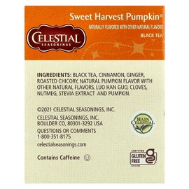 Celestial Seasonings Black Tea,Sweet Harvest Pumpkin, 20 Bags