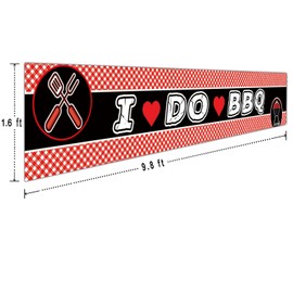Large I Do BBQ Banner, Birthday Banner, Bridal Shower Banner, Engagement Party Decorations, Wedding Shower, Couples Shower, Bachelorette Party Banner (9.8 x 1.5 feet)