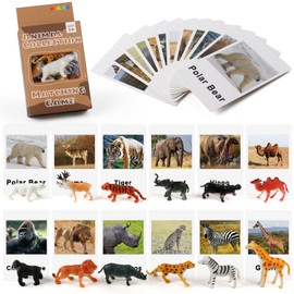 MEROCO Montessori Animal Match - Miniature Forest Animal Toy Figurines with Matching Cards Montessori Language Materials Preschool Learning Toy NEWTT0010YS3