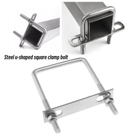 SG Store 4 Pieces Square U Bolts M8 Thread 71mm Inside Width 100mm Length 304 Stainless Steel U Shape Clamp Bolts with Nuts and Plates for Vehicles Piping Building