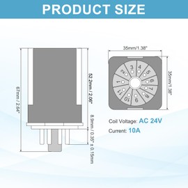 sourcing map DPDT Electromagnetic Power Relay, AC 24V Coil 10A 11 Pin MK2P-I Small Relay with Plug-in Terminal Socket Base 3NC 3NO JQX-10F/3Z