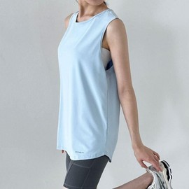 Women's Hip Cover Mesh Sleeveless Top for Yoga & Pilates Black / F