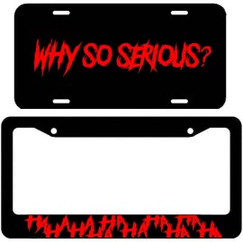 TheStickySide Haha / Why So Serious License Plate Frame -  Joker Funny Cover Front / Back RED