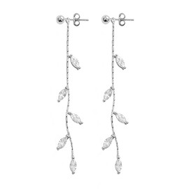 Reffeer Solid 925 Sterling Silver Leaves Dangle Earrings Chain for Women Teens Threader Earrings Tassel (B-Gold)