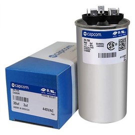 Carrier P291-3034R - 30 + 3 uF MFD x 440 VAC Genteq Replacement Dual Capacitor Round # C4303R / 25L758