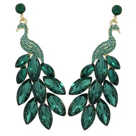 BESPORTBLE Peacock Crystal Dangle Earrings for Women Vintage Boho Jewelry Lightweight and Elegant Design for Daily Wear and Evening Parties