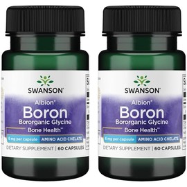 Swanson Boron from Albion - Boroganic Glycine Supplement Supporting Joint Health & Bone Health - High Absorption Formula May Support Overall Balance - (60 Capsules, 6mg Each) (2 Pack)