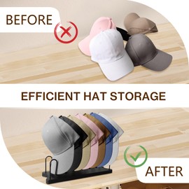 2X Hat Organizer for Baseball Caps - Wooden and Iron Hat Rack for 14 Caps, Tabletop Hat Holder - Hat Display & Storage for Baseball Caps, Hat Stand Baseball Cap Organizer for Closet, Bedroom, Dresser