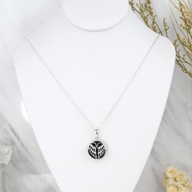 AeraVida Heart Angel Wings on Simulated Black Onyx Celestial Sterling Silver Pendant Necklace | Adorable Angel Inspired Pendant for Women | Fashionable Gifts for Daughter | Anniversary Jewelry Gift
