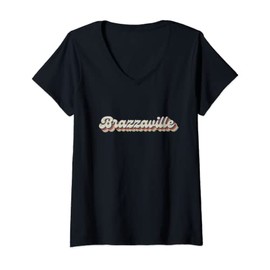 Womens 70's 80's Retro City - Vintage Brazzaville V-Neck T-Shirt