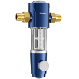 Wheelton 40 Micron Spin Down Sediment Filter, Reusable Whole House Sediment Water Filter, Flushable Prefilter Filtration System for City Water with Self- Cleaning, 1" MNPT + 3/4" FNPT (40 Micron)