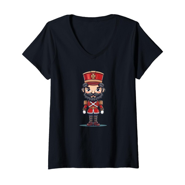 Womens Well-dressed nutcracker with beard costume V-Neck T-Shirt