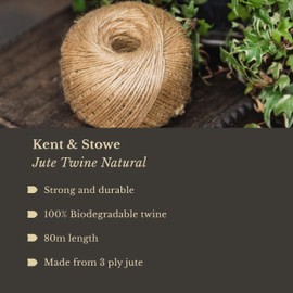 Kent & Stowe Jute Twine 80m/100g in Natural, 3 Ply Garden String Suitable for Use Around the Home, Garden, Allotment, or in Floristry, All Year Round Garden Tools Made from Jute