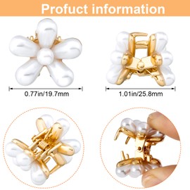 12PCS Mini Pearl Claw Clip, Retro Hair Clips with Daisy Flower, Sweet Artificial Bangs Clips Decorative Hair Accessories for Women Girls