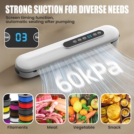 HICTOP Dual-Use Vacuum Sealer Precision Suction Power Sealer with Digital Timer for 3D Printer Filament Storage & Food Preservation Airtight Moisture-Proof Packaging System for 1KG PLA PETG ABS Spools