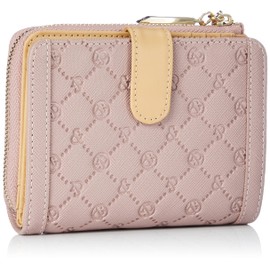 Pinky & Diane PDLWDAS3 L-Shaped Zipper Bi-fold Wallet, Enamel Glossy, Logo Embossed, Chain Brooch Included, Gorgeous, Card Storage, Compact, Pink