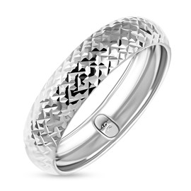 TJC Royal Bali Collection 9ct White Gold Diamond Cut Stackable Wedding Band Ring for Women Size L