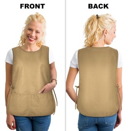 TFTAFAN Cobbler Apron Unisex Apron with 2 Deep Pockets Art Smock for Painting Cleaning Artiest Apron work kitchen (3, Khaki)