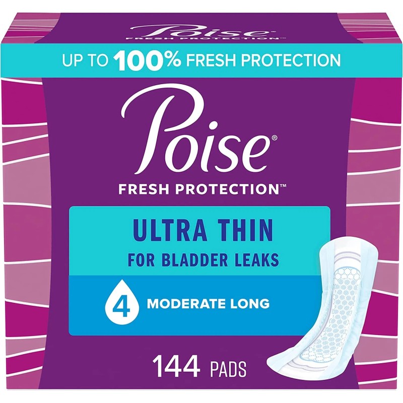 Poise Ultra Thin Incontinence Pads for Women Light Moderate Maximum