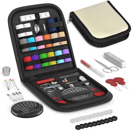 Sewing Kit Gifts for Grandma, Mom, Friend, Traveler, Adults, Beginner, Emergency,Sewing Supplies Accessories with Scissors,Sewing Needles Thimble, Thread,Tape Measure etc (Very Light Mocha Brown, S)