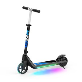 LINGTENG Electric Scooter for Kids Age of 6-10, Kick-Start Boost Scooter with Adjustable Speed and Height, Flash Wheel & Deck Lights