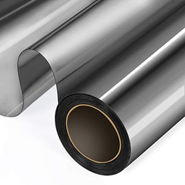 WochiTV Window Tint for Home, One Way Privacy Window Film, Glass Mirror Tint Non Adhesive Static Cling UV Blocking Heat Control Reflective Solar Vinyl Film (17.5 in x 6.0 Ft)