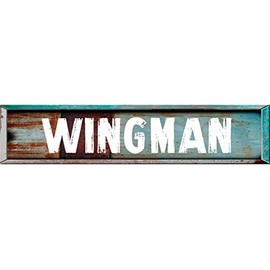 Wingman 8" Teal Rectangle Paint Weathered Painted Metal Rustic Rusty Shaped Look Decal Bumper Sticker for use on Any Smooth Surface