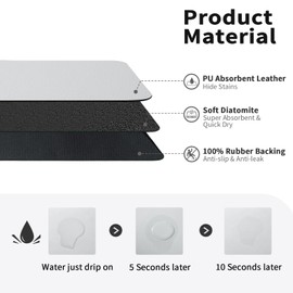 HotLive Dish Drying Mat for Kitchen Counter, Heat Resistant Drainer Mats with Non-slip Rubber Backed, Hide Stain Kitchen Super Absorbent Draining Mat, Easy to Clean Dish Rack Pad, Light Grey 16"x18"