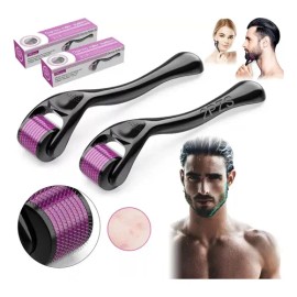MHUITW 2 Dermaroller 0.25mm y 0.5mm Rodillo Facial y Barba 540 Microagujas Para Regenerador Colágeno