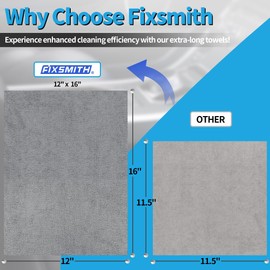 FIXSMITH Grey Microfiber Cleaning Cloth, Pack of 50, 16"X12" Cleaning Rags for Housekeeping and Kitchen, Reusable Shop Towels, Microfiber Towels for Car, Lint Free, Scratch-Free, Highly Absorbent