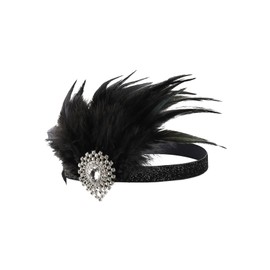 Lovfingu 1920s Headpiece Women Flapper Headband Great Gatsby Accessories Flapper Headpieces Fascinators Tea Party Costumes C96-Black