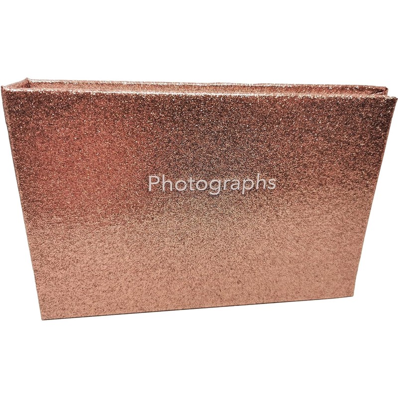 (2 Pack) Glitter Rose Gold Photo Album - Holds 36