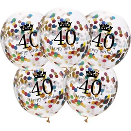 DIWULI 5 Balloons Birthday Number 40 Happy Birthday Set
