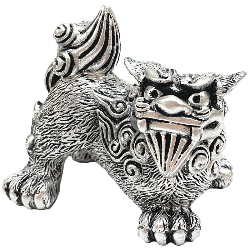Okinawa Souvenir Shisa Figurine Mini Entrance Gold/Silver Lion Shisa Side