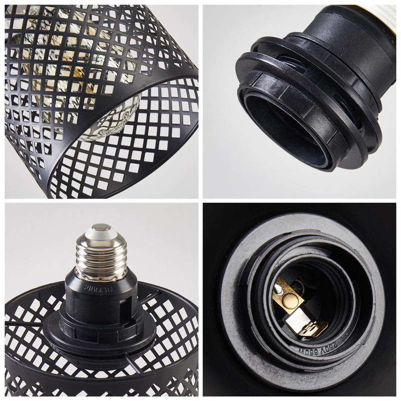 WOERFU E26 to E26 Edison Light Fixture Vintage Black Metal