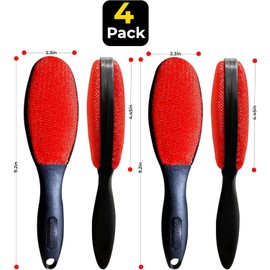 ezclean 4Pack Red Color Lint Brush for Clothes Furniture Couch, Lint Brush Pet Hair Remover for Clothes Brush, Reusable Lint Brushes for Pet Hair,Velvet Brush, Pet lint Brush, Fabric Brush