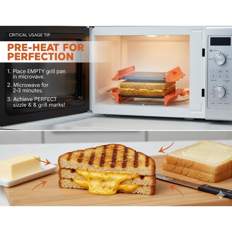MACONEE Microwave Sandwich Maker & Panini Press - Non-Stick Microwave