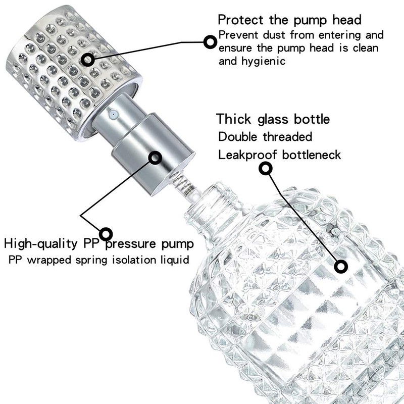 Luojery 2-Pack Refillable Clear Glass Fine Mist Empty Spray Perfume