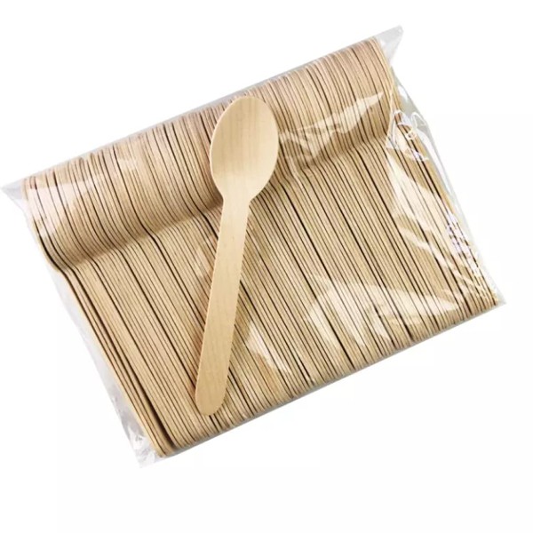 Disposable Wooden Spoons Biodegradable Eco Friendly 100% Birchwood Disposable Spoons for Party, Picnic, BBQ, Dessert, Birthdays & Weddings