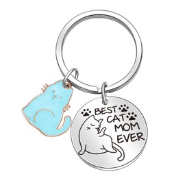 ORZOESD Best Cat Mom Ever Keychain Cat Gifts For Women Cat Lover Gifts Cat Themed Gifts For Women Crazy Cat Lady Jewelry Cat Paw Keychain Cat Owner Gift Cat Mama Jewelry Cat Mother Keychain