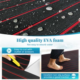 KXKZREN Boat Flooring EVA Foam Decking Sheet Faux Teak Marine Mat Marine Carpet Cooler Tops Non-Slip Self-Adhesive Flooring for Motorboat RV Yacht Kayak Swim Platform 94" x 47"/44"/35"/23"/16"