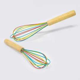 ExcelSteel Silicone Stainless Steel whisks, 10", Tri-color