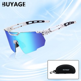 BUYAGE Sports Cycling Sunglasses for Men Women, Baseball Sunglasses Youth Large Frame 80s Softball Running Visor Glasses
