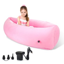 XLYLKS Sensory Chair Inflatable Peapod Canoe, 60" Sensory Pod Sitting for Autistic Children, Therapy Pea Pod for Children, Sensory Peapod Includes Electric Air Pump, Pink